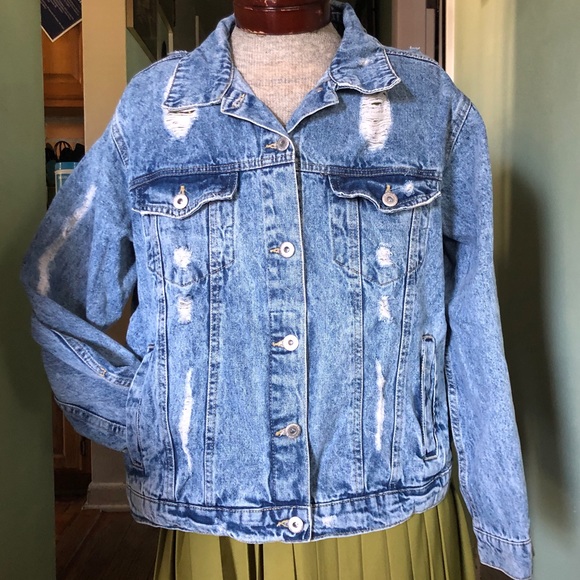 Highway Jeans Distressed Denim Jacket Size XL